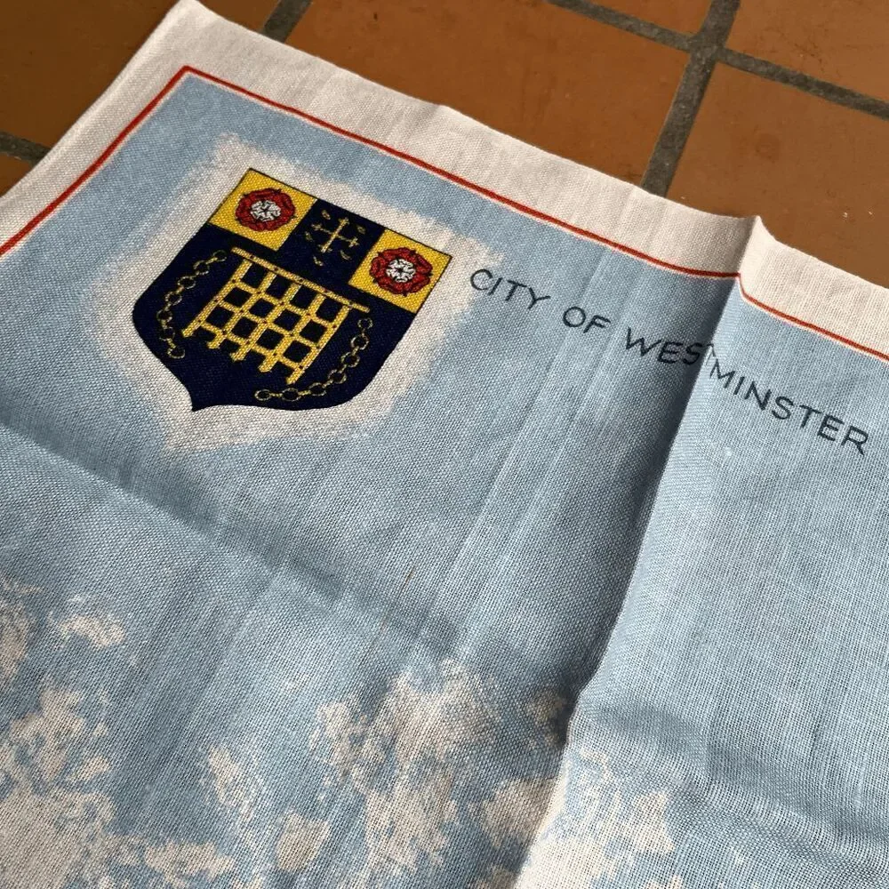 VTG Irish Linen Tea Towel City of Westminster Policeman Big Ben 20x30